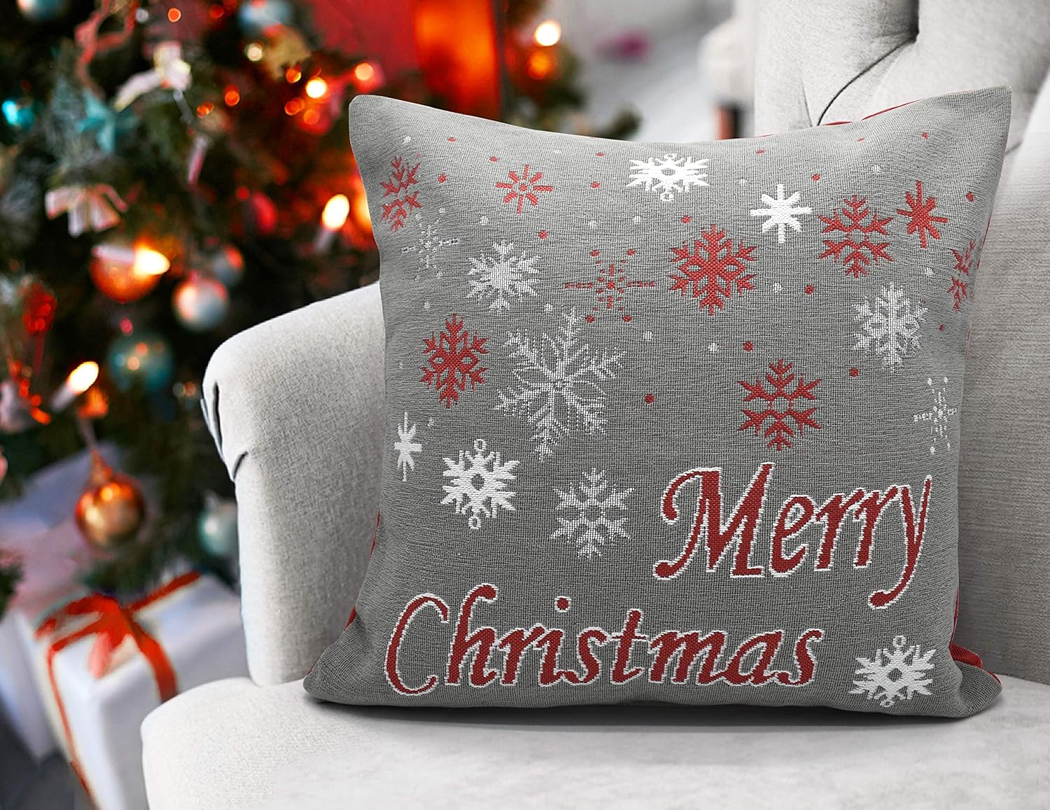 Ashley Mills Christmas Soft Cotton Chenille Cushion Cover Xmas Festive