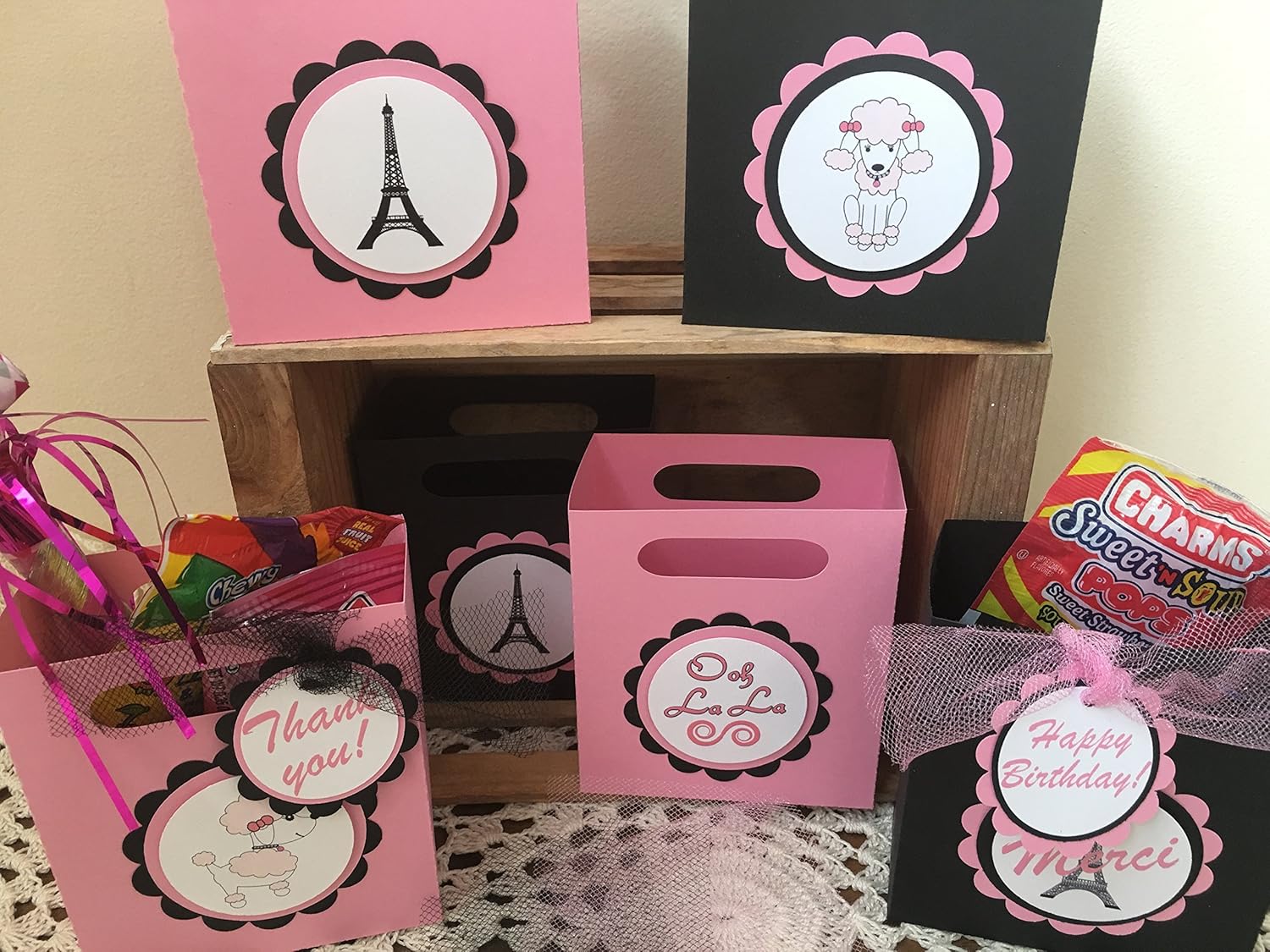 Amazon Com Just 6 Paris Eiffel Tower Poodle Theme Treat Goody