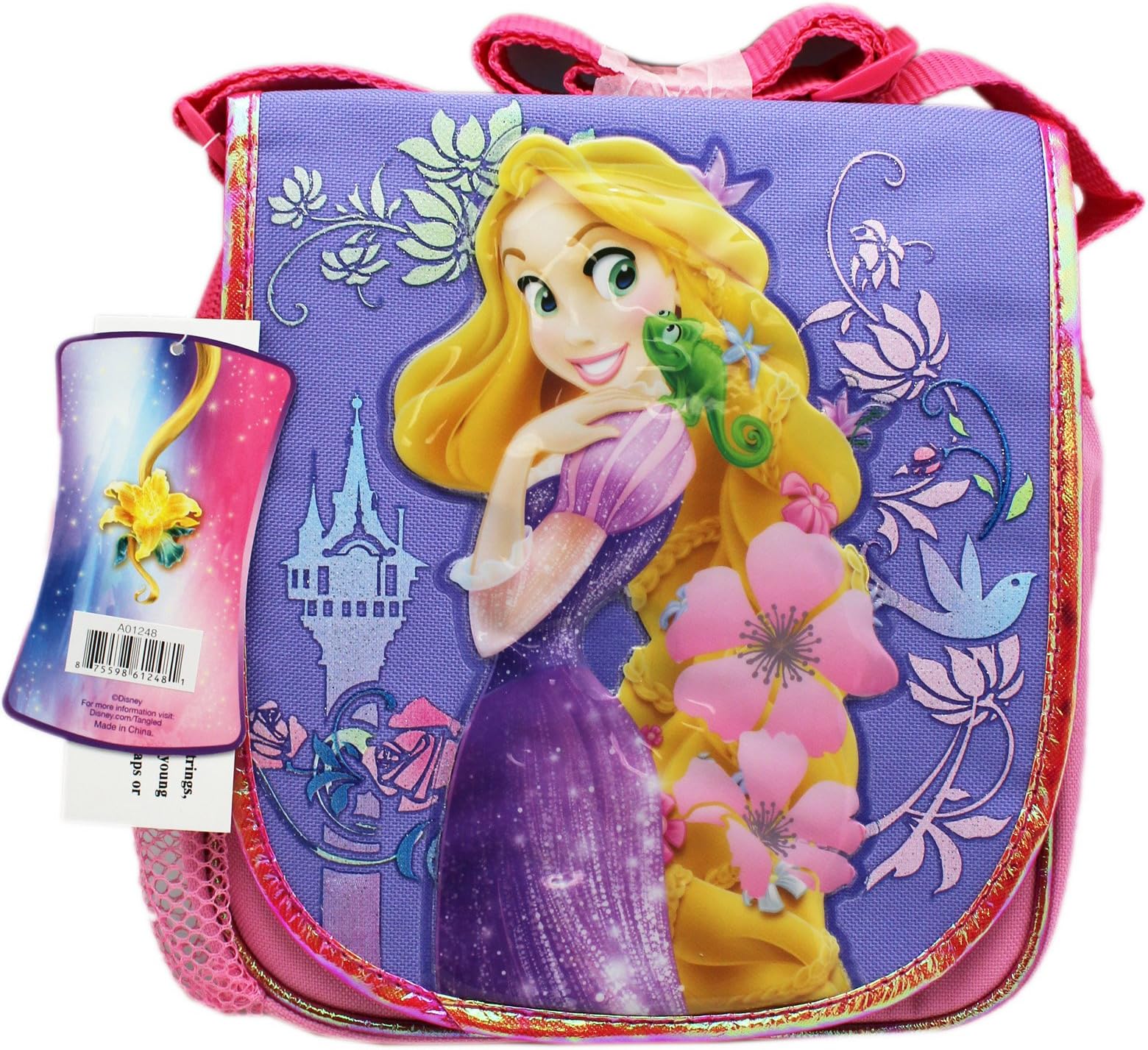 Disney's Tangled Knapsack Style Pink/Lavender Colored Lunch bag