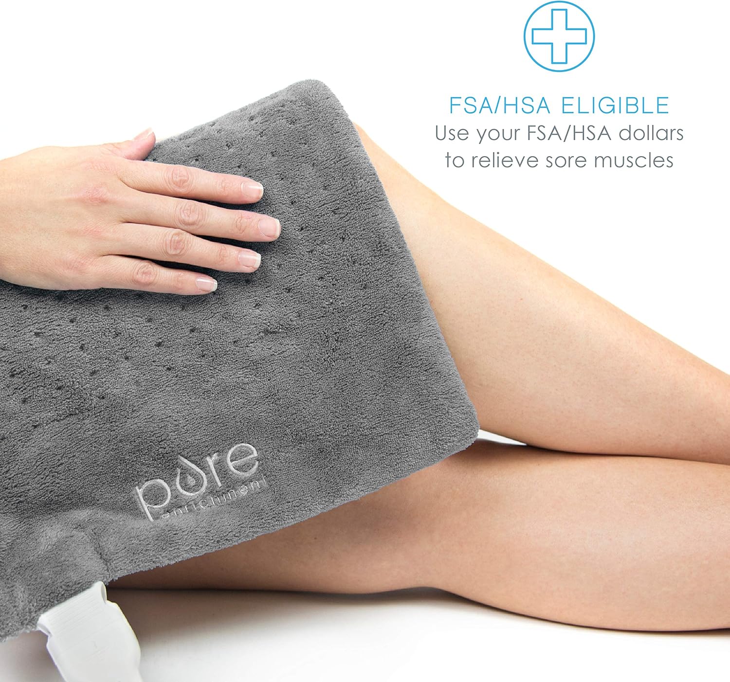 Pure Enrichment PureRelief XL (12"x24") Electric Heating Pad for Back Pain and Cramps - Ultra-Soft with 6 Temperature Settings, Auto Shut-Off, and Moist Heat (Charcoal Gray): Health & Personal Care
