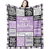 Mcurore Happy Birthday Gifts for Women Girls Blanket 60"x50", Gifts for Women Birthday Unique for Her Friend, Bday Gift Ideas for Mom Sister Daughter, Bday Decoration for Grandma Wife