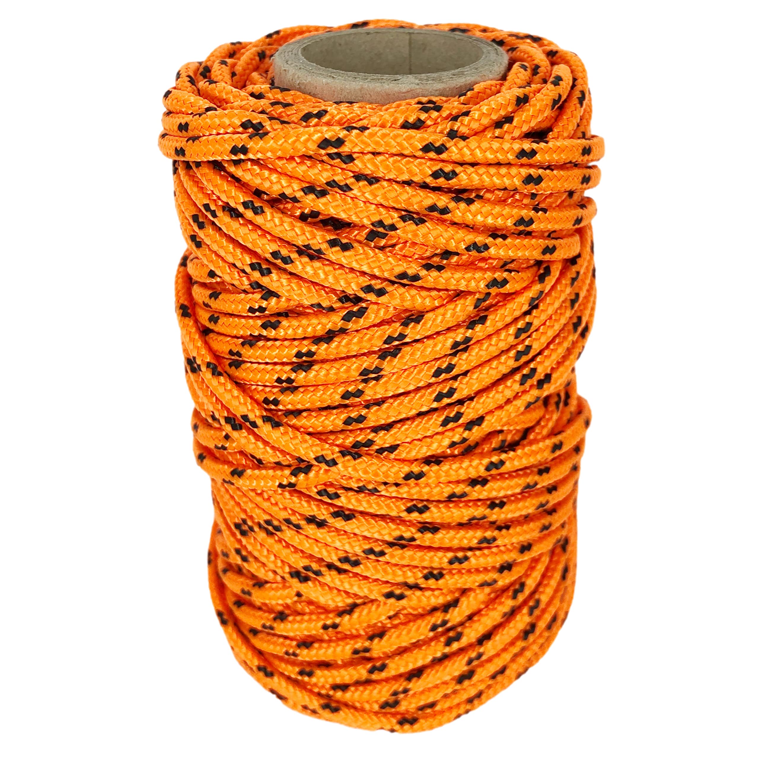 Polyester Cord 3mm * 25m. Craft rope, Versatile Paracord Made in Spain, for Outdoor, Garden and DIY. Orange with Black