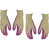 DIGZSet of Long Cuff Grip Planter Women's Medium Synthetic Leather Palm All Purpose Work/Garden Gloves - Comfort Fit