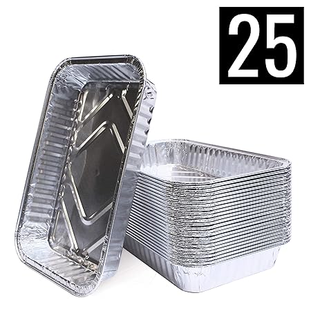 Mamatura Aluschalen | 25 Stück | Passend für Landmann Pantera | 21 x 14 cm, 650 ml | Alu-Tropfschalen, Grillschalen