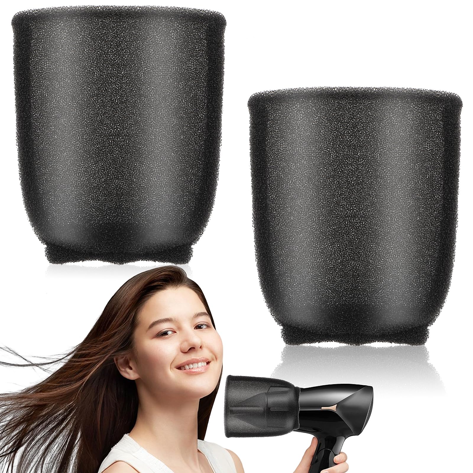 Photo 1 of 2pcs Hot Sock Diffuser for Hair Dryer, Hair Dryer Sock Diffuser Cover, Heat-Resistant and Flexible Foam, Soft Curly Hair Diffuser Cap for Home Travel Hotel Hairstyling Accessories
