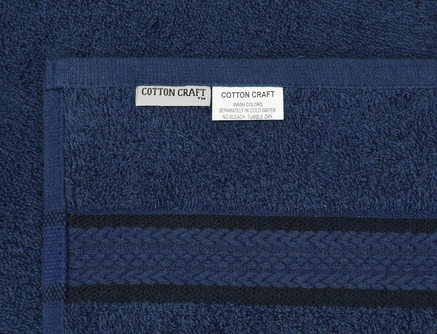 COTTON CRAFT Ultra Soft Luxury Set of 4 Ringspun Cotton Bath Towels, 580GSM, Heavyweight, 30 inch x 54 inch, Navy Blue: Home & Kitchen