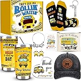 10 Pcs School Bus Driver Appreciation Gifts for Women, Back to School, Christmas Gift with 20 Oz Tumbler Hat Socks Makeup Bag Acrylic Heart Decor Bracelet Keychain, Thank You Gifts for Bus Driver