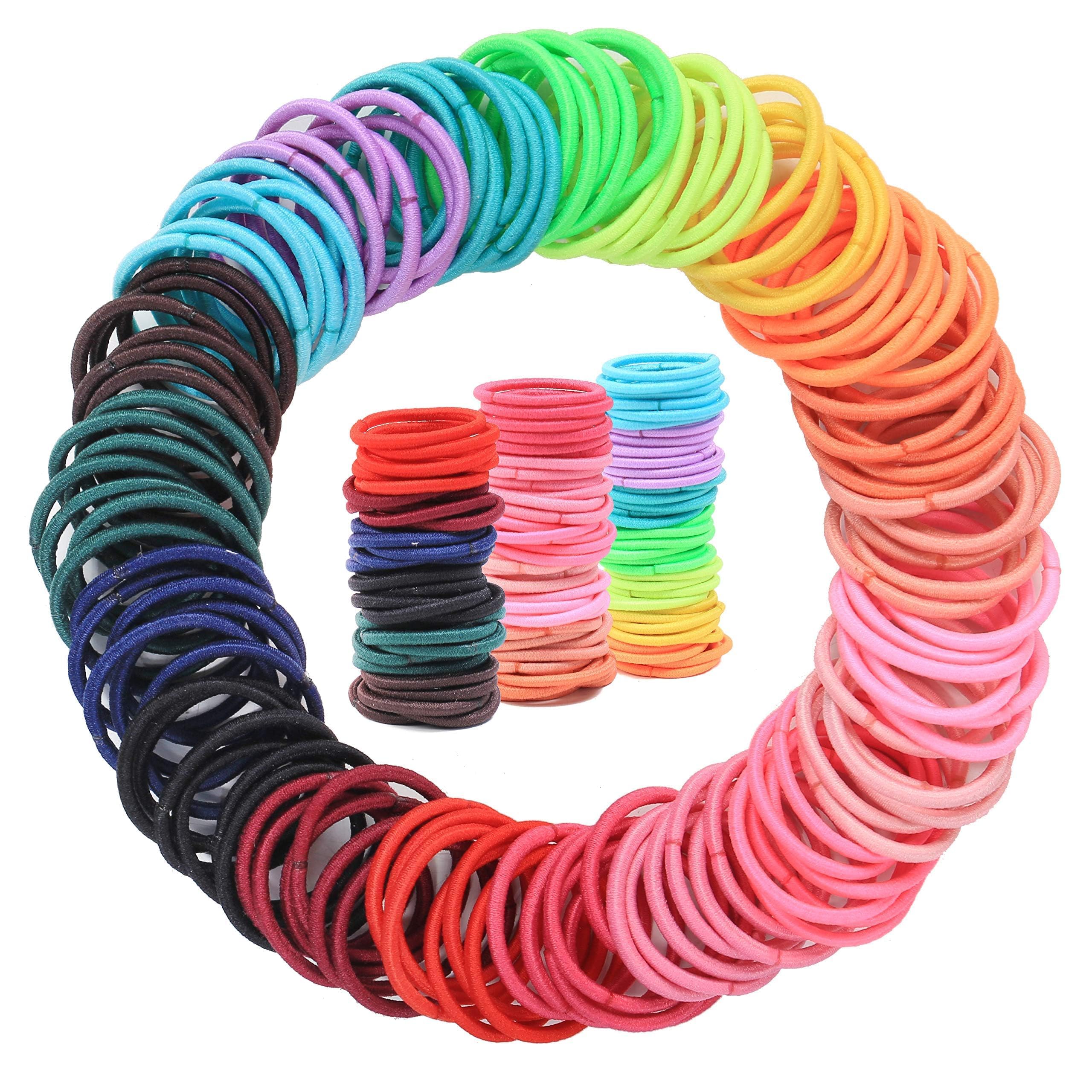 Photo 1 of 200PCS Elastic Hair Ties for Thin Hair, No Crease Ponytail Holders for Kids Baby Toddler, Multicolor, Mini Hair Accessories for Girls