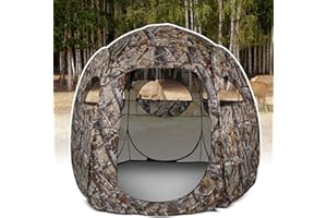 ShedOFF Hunting Blind 1-3 Person See Through Quick Set Pop up Ground Blinds for Deer Turkey Duck Hunting, Bow Hunting Adjust Windows with Silent Zipper