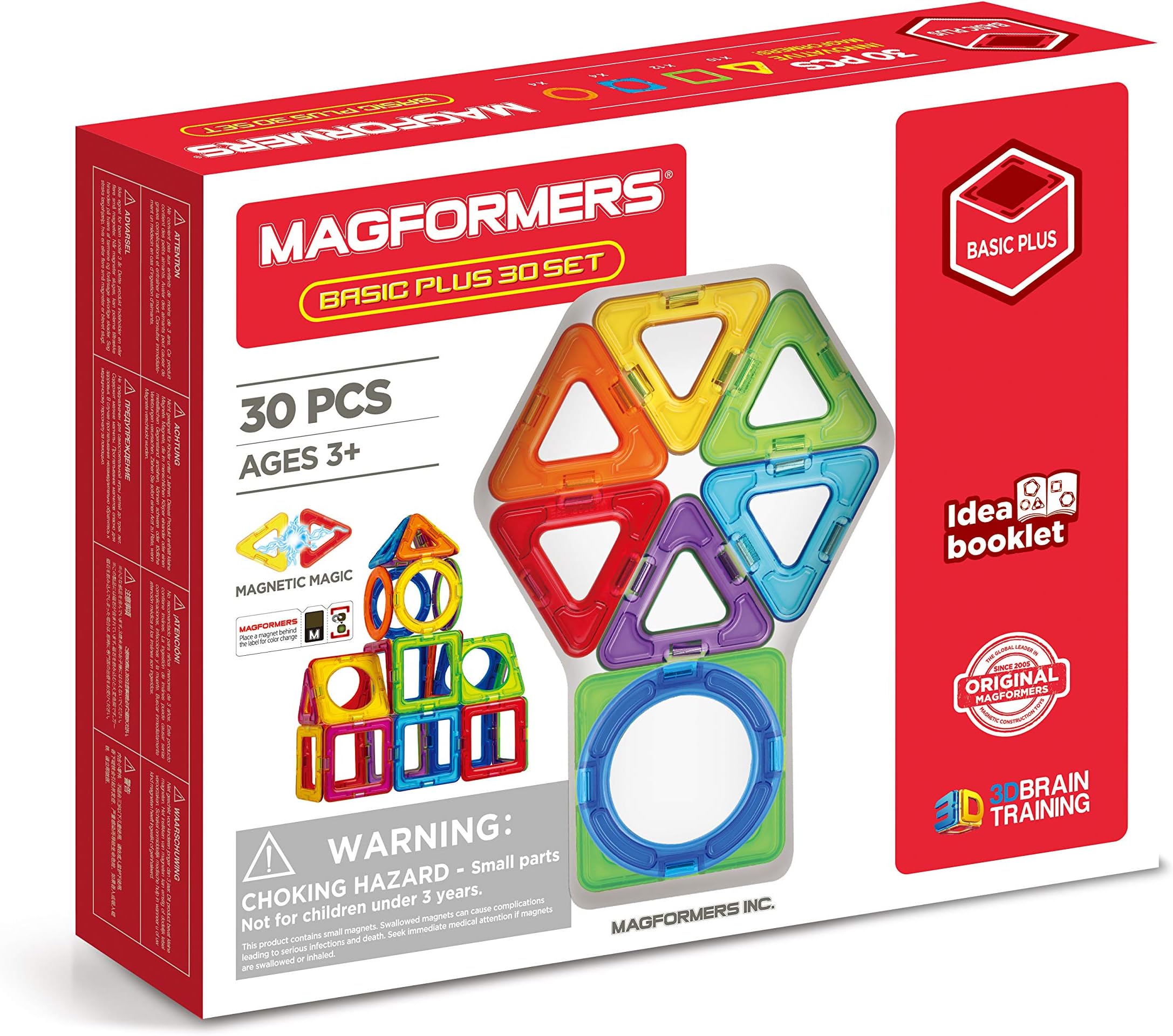 MagformersBasic Plus 30 Piece Set With Circles. Award-winning Authentic Magnetic Construction Toy. Used In Schools To Teach Geometry and Maths. Features Rotating Magnets That Always Connect.