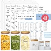 Hebayy 612 Script Pantry Food Labels, Water &amp; Oil Resistant Pantry Label Stickers Food Jar Label for Organization and Storage