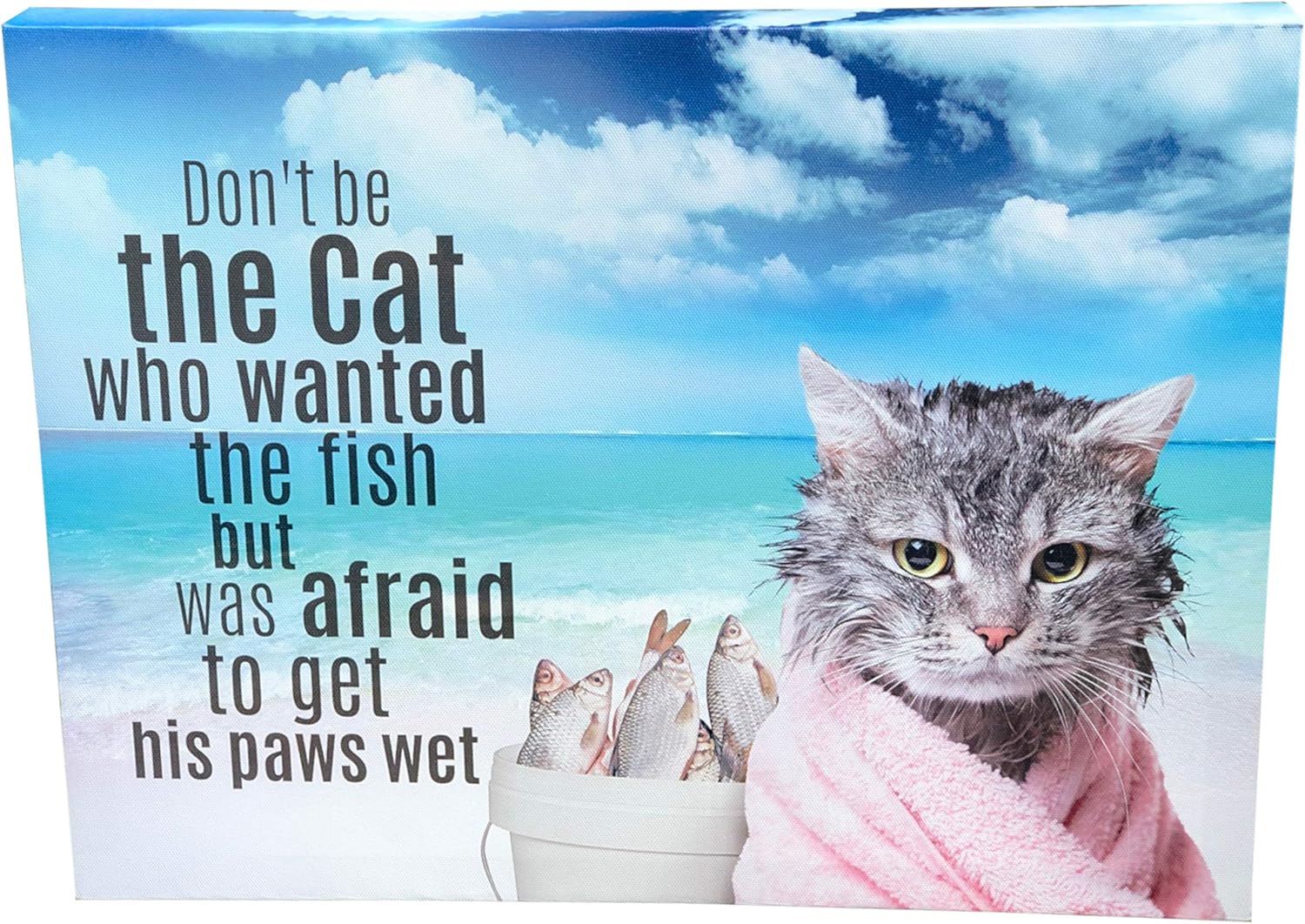 Cute Cat Lover Wall Art for Your Home or Office. Great Canvas Print for any Room in Your House! Motivational & Inspirational Painting of Your Dreams. Decorative Painting for Women Who Love Cute Cat Stuff. New!-Original! One of a Kind Artwork. Enjoy!