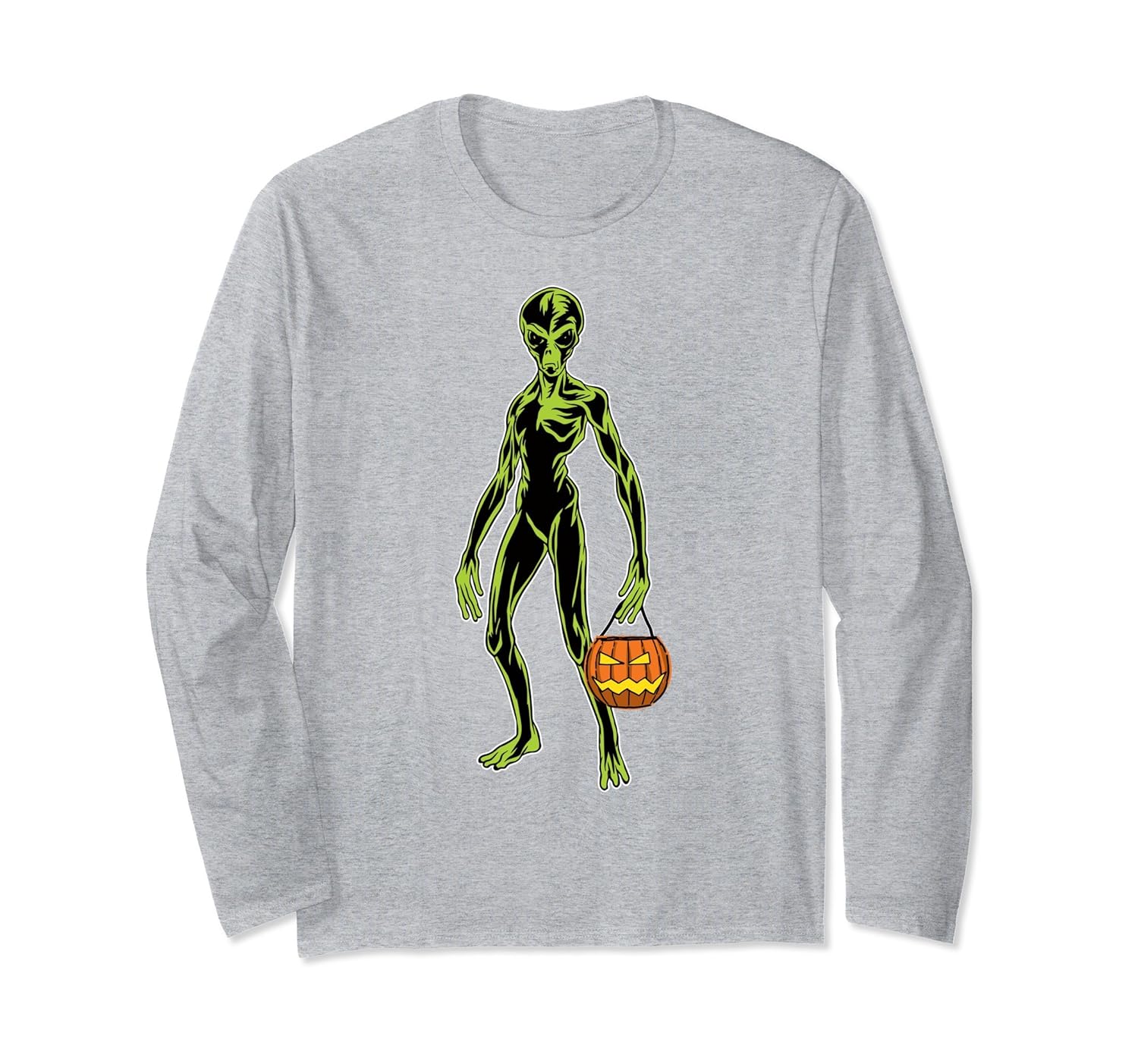 Retro Funny Green Alien Halloween Sci-Fi Long Sleeve TShirt-ANZ