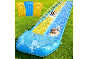 NEYCIL Slip and Slide 23ft, Extra Long Inflatable Water Slide with Sprinkler, 3 Bodyboards, 6 Pegs, 4 Patches, 1 Adapter, Hea