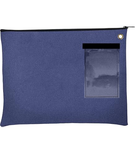 BankSupplies Canvas Interoffice Mailer – Heavy Duty Zippered Mail Bag With Lockable Grommet – Reusable Document Envelope 14x11”