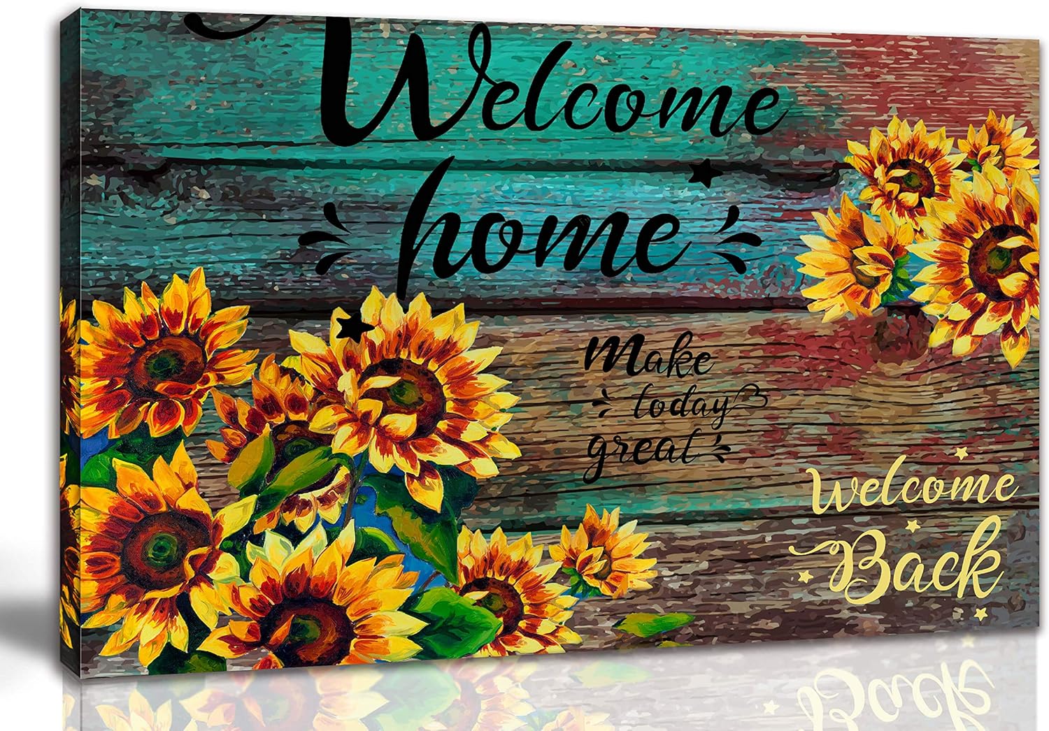 aburaeart Farmhouse Kitchen Decor - Inspirational Flower Wall Decor, Sunflower Bathroom Decor - Office Wall Art Rustic Home Decor Pictures for Bedroom - Yellow Flowers Canvas Wall Art Size 16x24