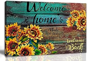 aburaeart Farmhouse Kitchen Decor - Inspirational Flower Wall Decor, Sunflower Bathroom Decor - Office Wall Art Rustic Home Decor Pictures for Bedroom - Yellow Flowers Canvas Wall Art Size 16x24