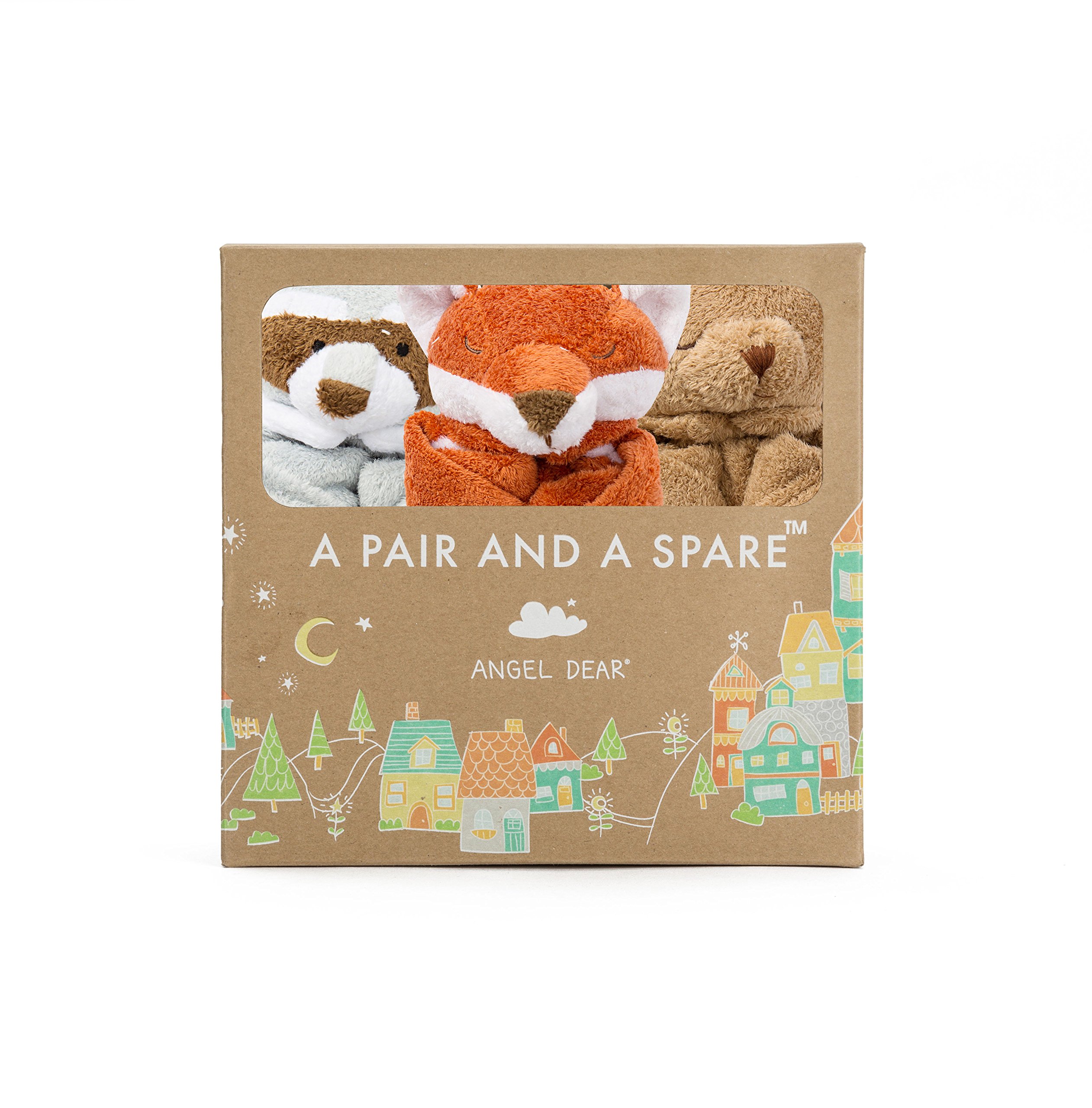 Angel Dear Pair and a Spare 3 Piece Baby Blankie Set-Woodland