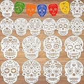 Epakh 16 Pcs Sugar Skull Cake Stencils, Day of the Dead 2 Sizes | Reusable Plastic Cookie Templates, Mexican Party Decor, Halloween Baking, Intricate Skull Designs for Themed Celebrations