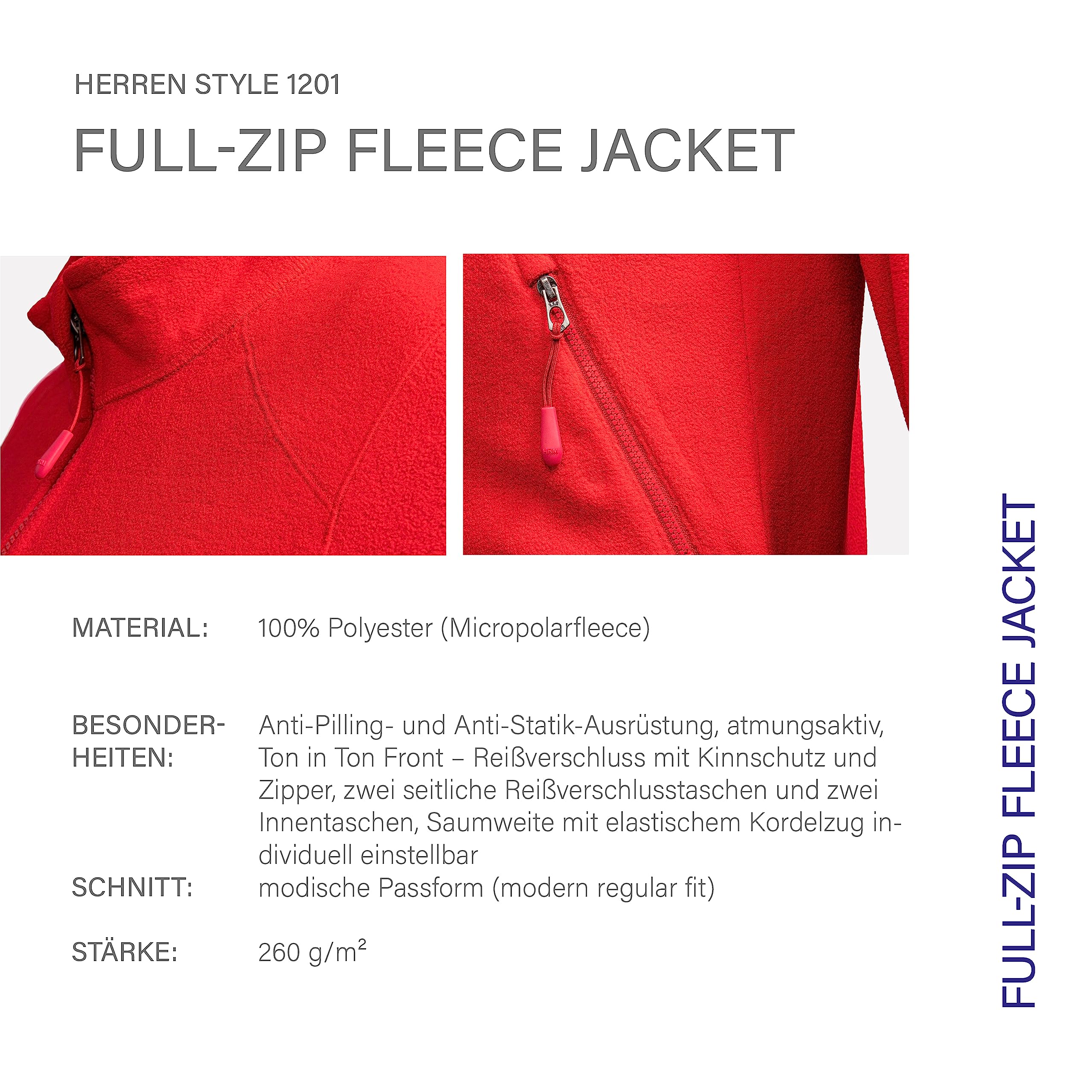 HRM Herren Full-Zip Fleece Jacket I Premium Fleecejacke Herren aus Micro-Polarfleece I Funktionsjacke für Herren I Workwear I Hochwertige & nachhaltige Herren-Bekleidung 3