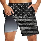 UOER Mens Swim Trunks with Compression Liner 7" Bathing Suit Swimming Shorts Quick Dry Board Shorts Swimsuits with Pockets