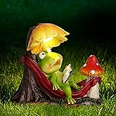 Leekung Solar Frog Garden Decor,Frog Statue with Solar Light for Outdoor Decorations,Reading Frog Figurine Garden Statues for Outside,Patio, Balcony, Yard, Lawn,Spring Decor Gifts for Women