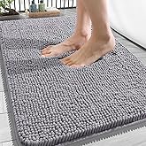 OLANLY Bathroom Rugs 34x21, Extra Soft Absorbent Chenille Bath Rugs, Rubber Backing Quick Dry, Machine Washable Bath Mats for Bathroom Floor, Tub and Shower, Home Decor Accessories, Grey