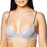 Undies.com Womens Microfiber Lace Unlined Underwire Balconette Bra