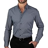 DKNY Men's Slim Fit Dress Shirts Solid Long Sleeve Stretch Wrinkle-Free Formal Shirt Business Casual Button Up Shirts