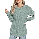 Motarto Lightweight Sweaters for Women Tunic Ribbed Tops Pull Over Casual Long Sleeve Shirts Plus Size Top for Daily Wear