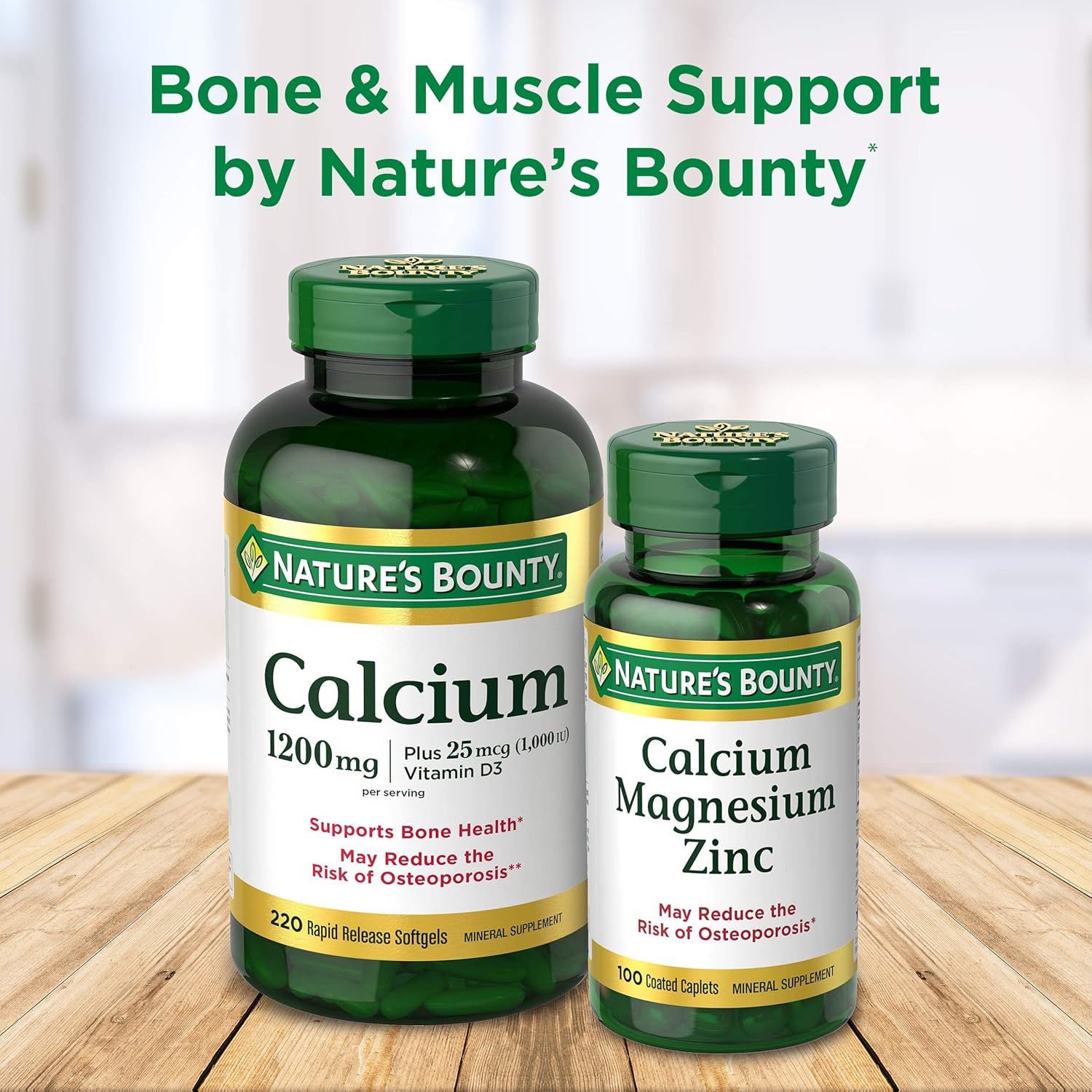 Calcium & Vitamin D by Nature's Bounty, Immune Support & Bone Health, 1200mg Calcium & 1000IU Vitamin D3, 120 Softgels (2-Pack): Health & Personal Care