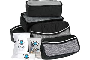 bago 8 Pcs Packing Cubes for Travel - 5 Travel Packing Cubes for Suitcases with 3 ZipLock Bags, Luggage Organizer Bags to Get Maximum Storage, Save Time & Effort to Pack (Black)