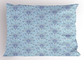 Amazon Com Pale Blue Pillow Sham Intricate Paisley Traditional