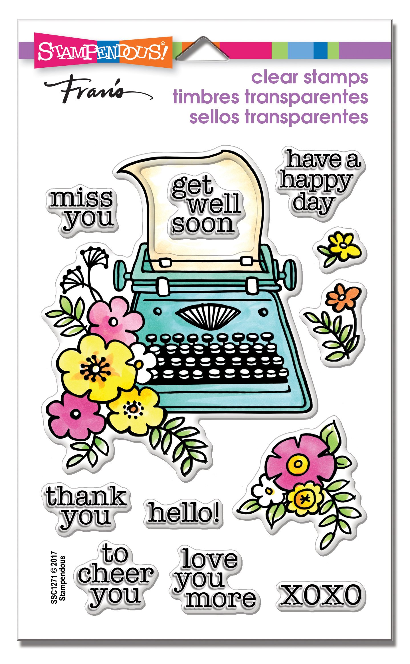 Stampendous Floral Typewriter Perfectly Clear Stamp Set