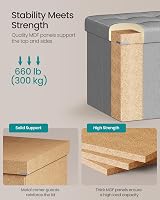 SONGMICS Mazie Storage Ottoman Bench 110 cm Light Grey Folding Foot Rest 131 L view 4