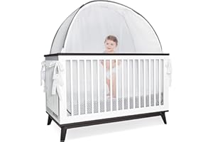 Crib Tent by Pro Baby Safety - Crib Topper Net with Viewing Window – See Through Soft Silky Mesh - Zippered Safety Top for Mosquito Bites and Falling Protection for Infant