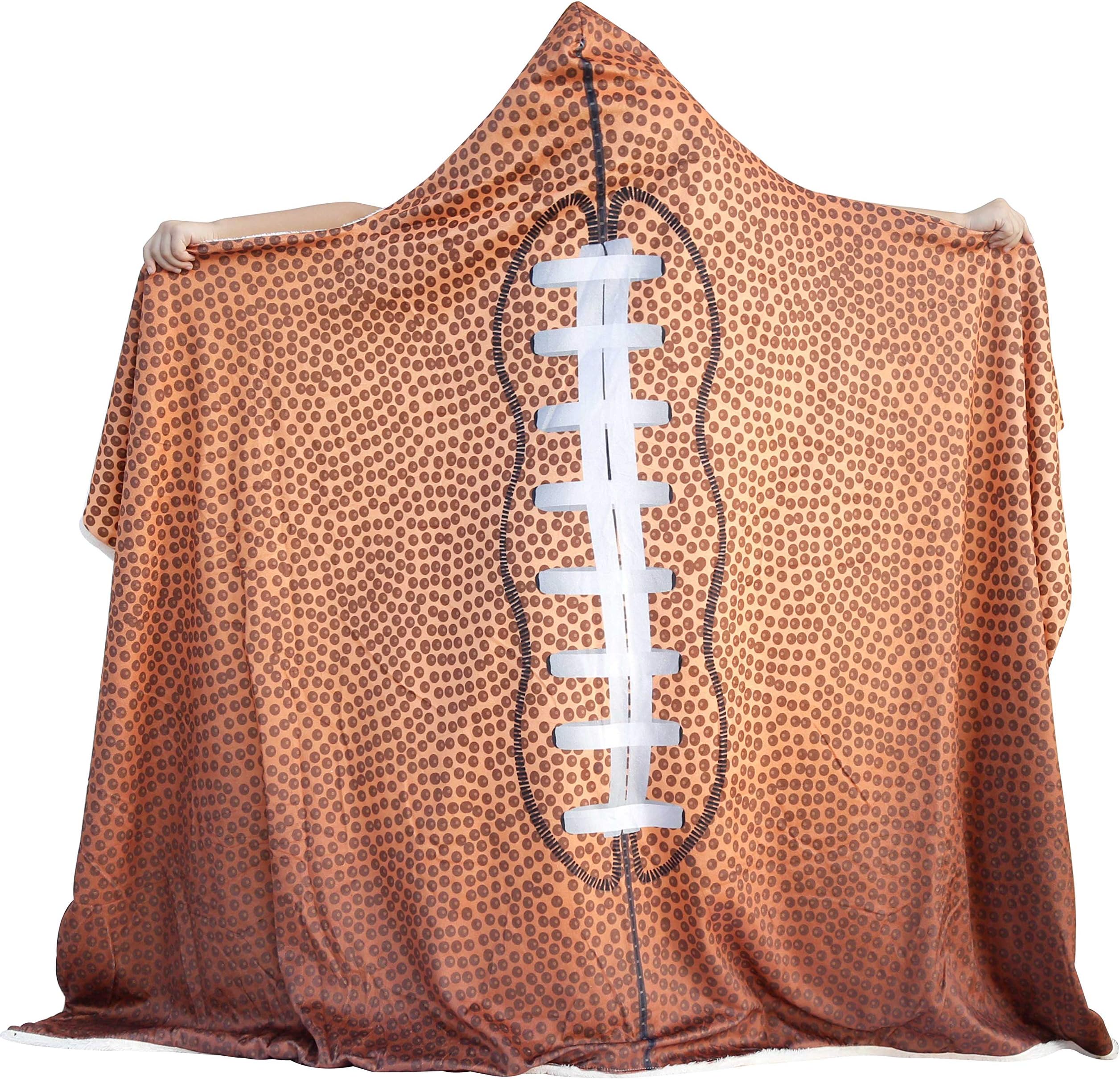 SKOLOO Soft Football Hooded Blanket for Adults, Wearable Blanket Hoodie-Plush Warm Blanket, Fluffy Blankets for Bed Couch Travel, Throw Blankets