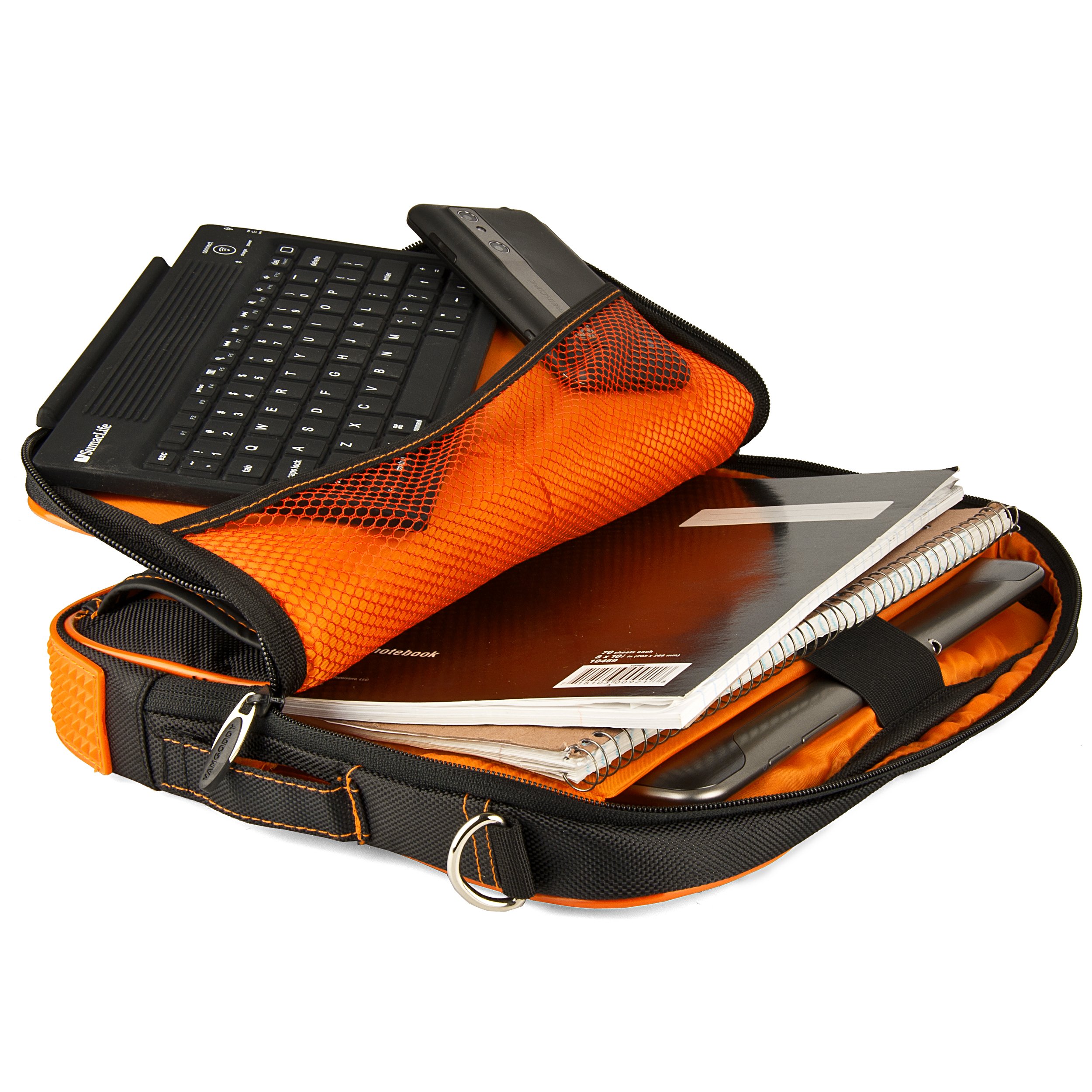 10" to 12 Inch Orange Black Travel Laptop Messenger Bag for Microsoft