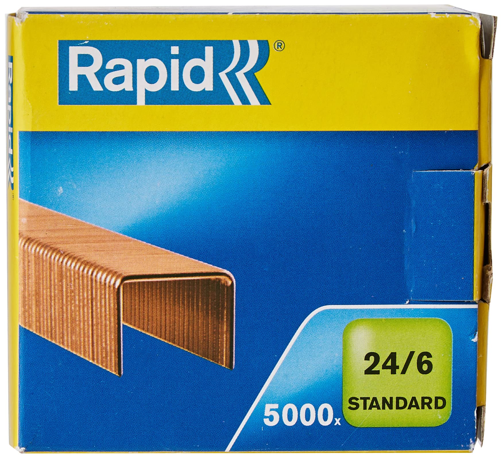 Rapid 24/6mm Standard Staples, For Stapling up to 20 Sheets, Use with Desktop and Electric Staplers, Copper Plated, Box of 5000, 24860000
