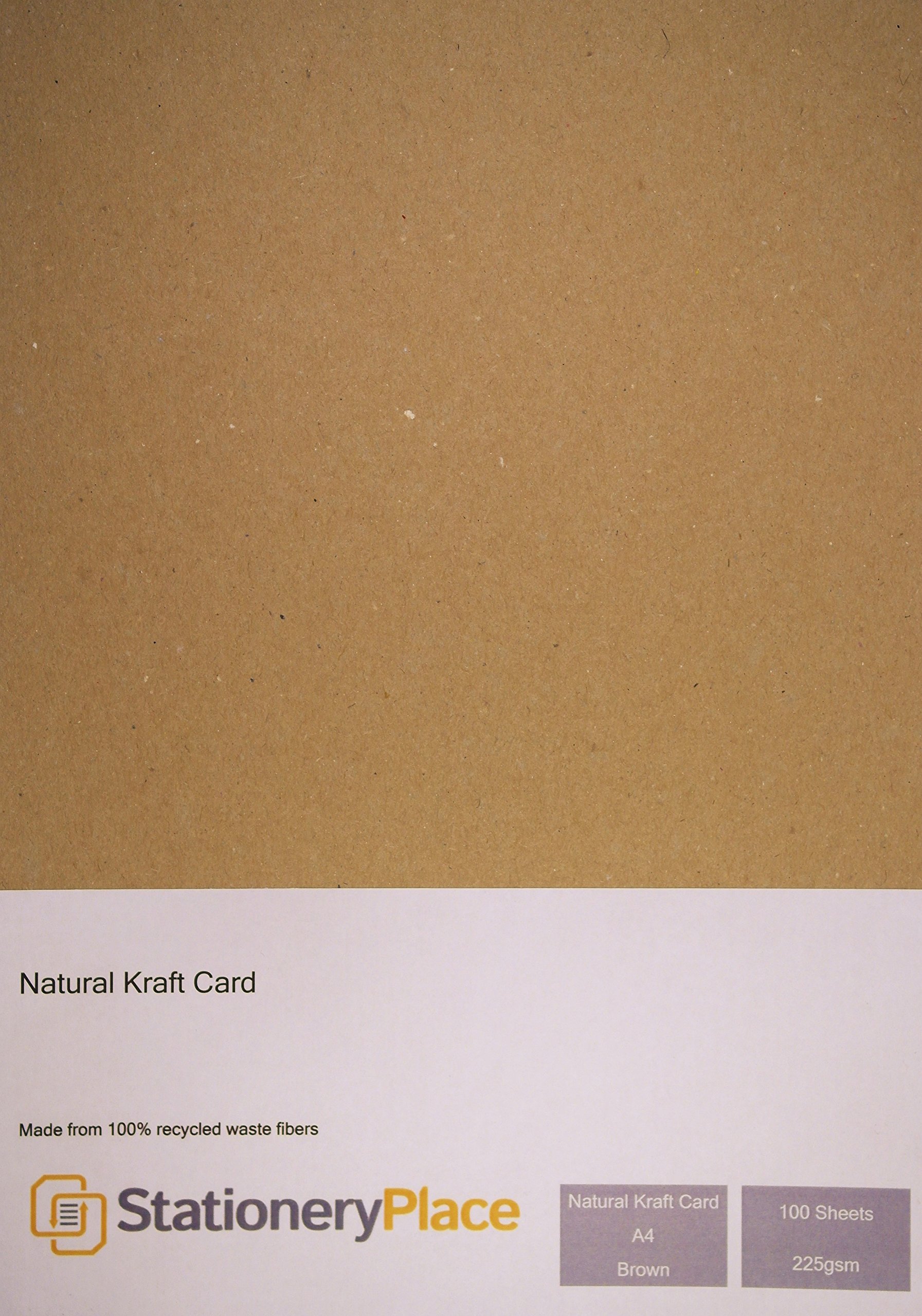 Stationery Place Natural Kraft Card A4 225gsm 100 Sheet Pack