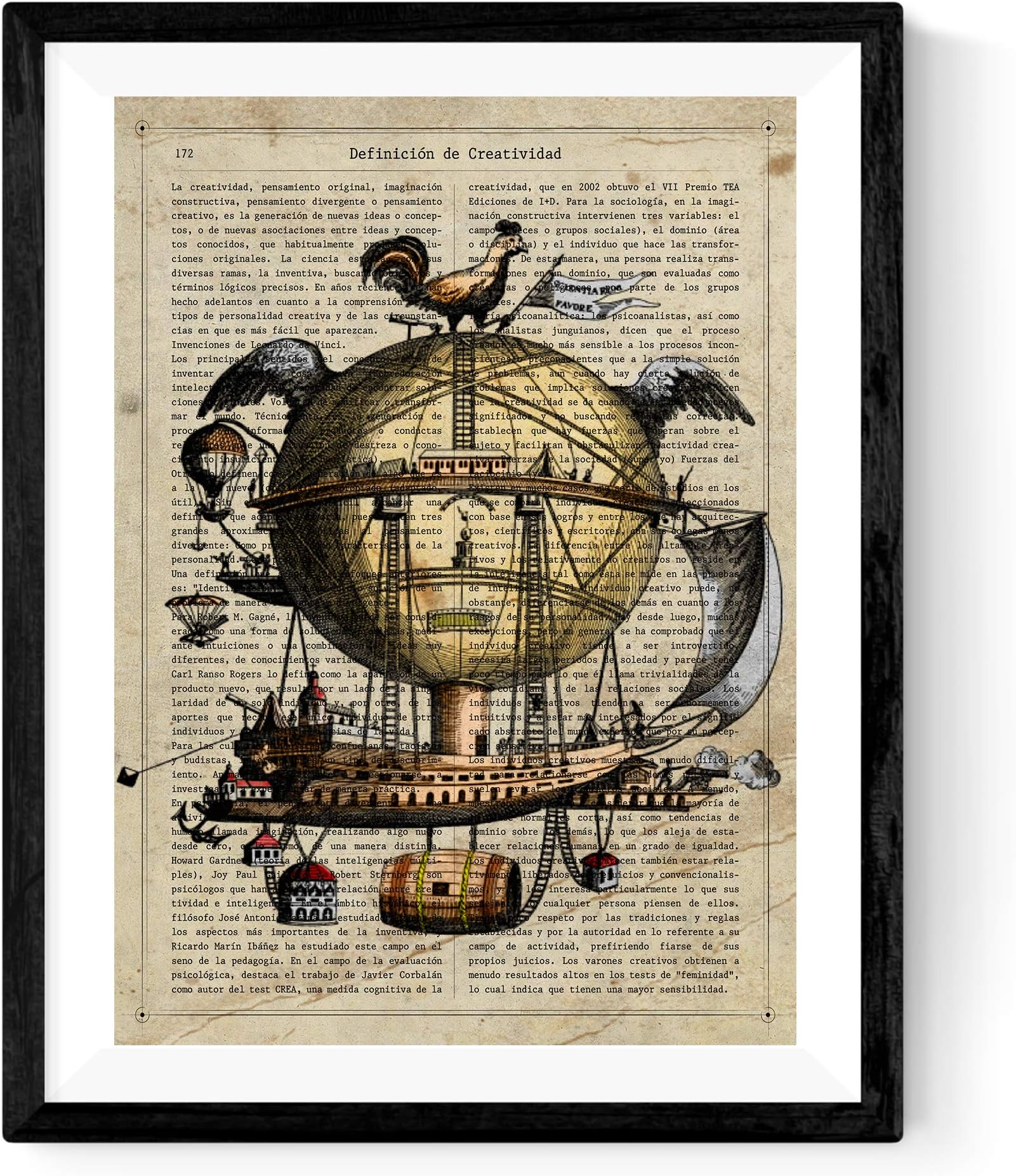 nacnic Prints Noah's Ark, Definition of Creativity, Hot Air Balloon - Set of 1 - Unframed 8x11 inch Size - 250g Paper - Beautiful Poster Painting for Home Office Living Room