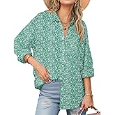Zeagoo Womens Button Down Shirts Long Sleeve Cotton Gauze Tops Casual Collared Blouses Loose Fit