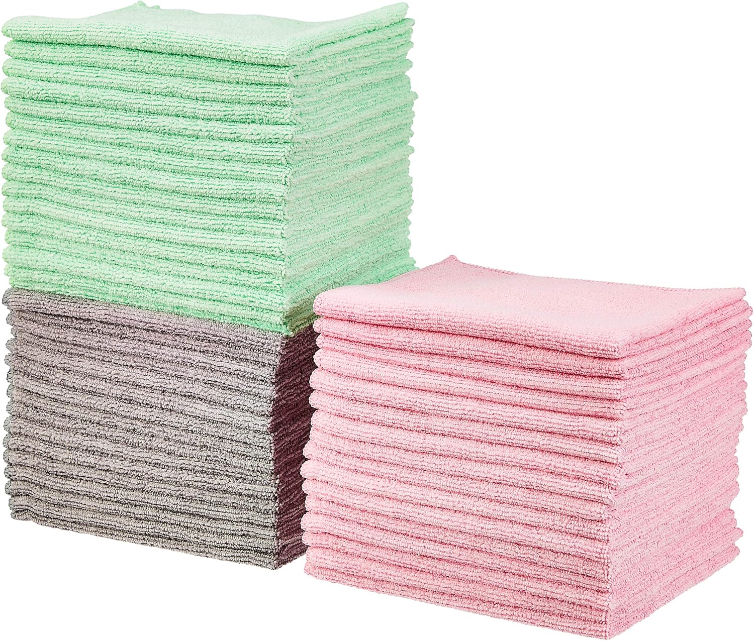 Basics Blue, White, and Yellow Microfiber Cleaning Cloth - Pack of 24: Automotive