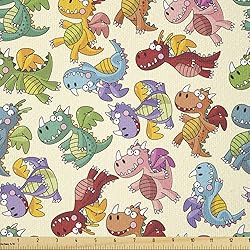 Ambesonne Dragon Fabric by The Yard, Cartoon