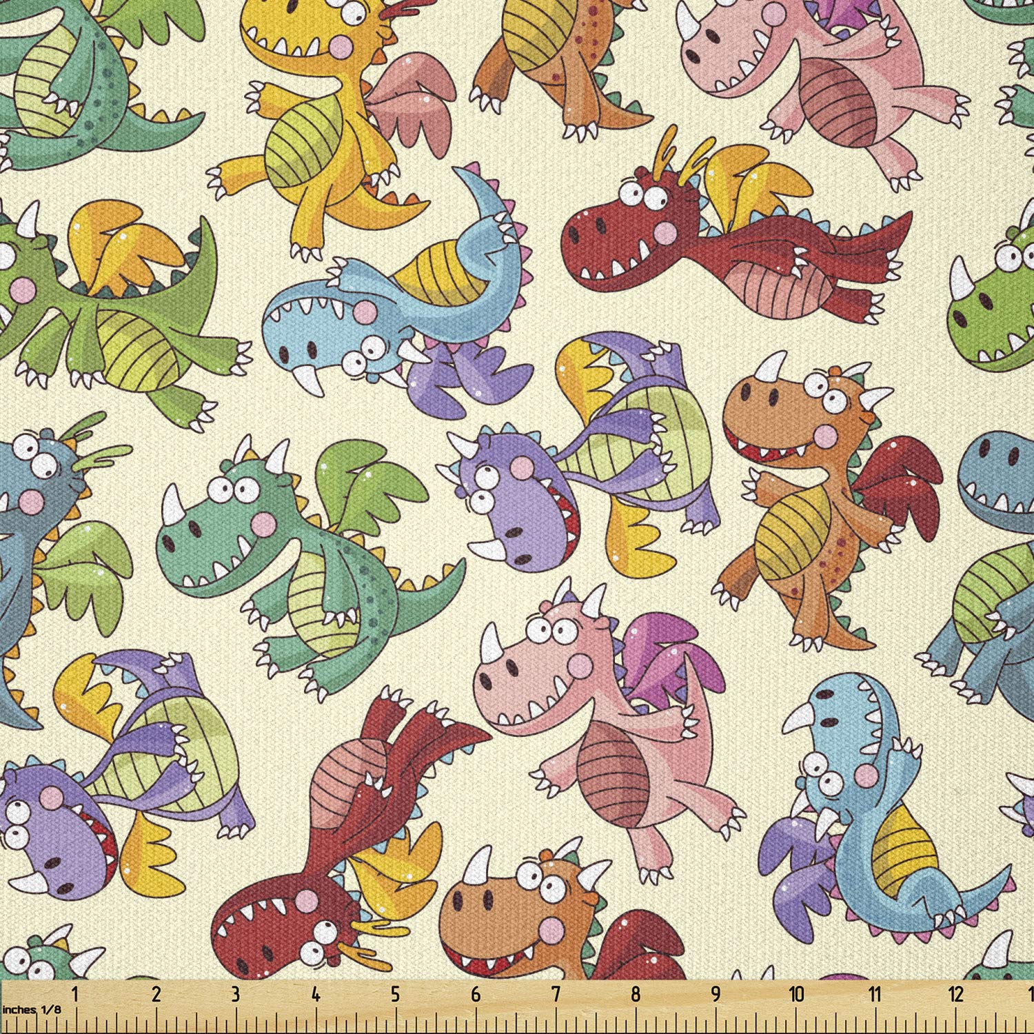 Ambesonne Dragon Fabric by The Yard, Cartoon