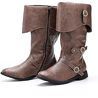 Bottes Viking Médiévales En Cuir PU Noir Taille 41 - Style Pirate Renaissance Pour Quotidien Et Cosplay