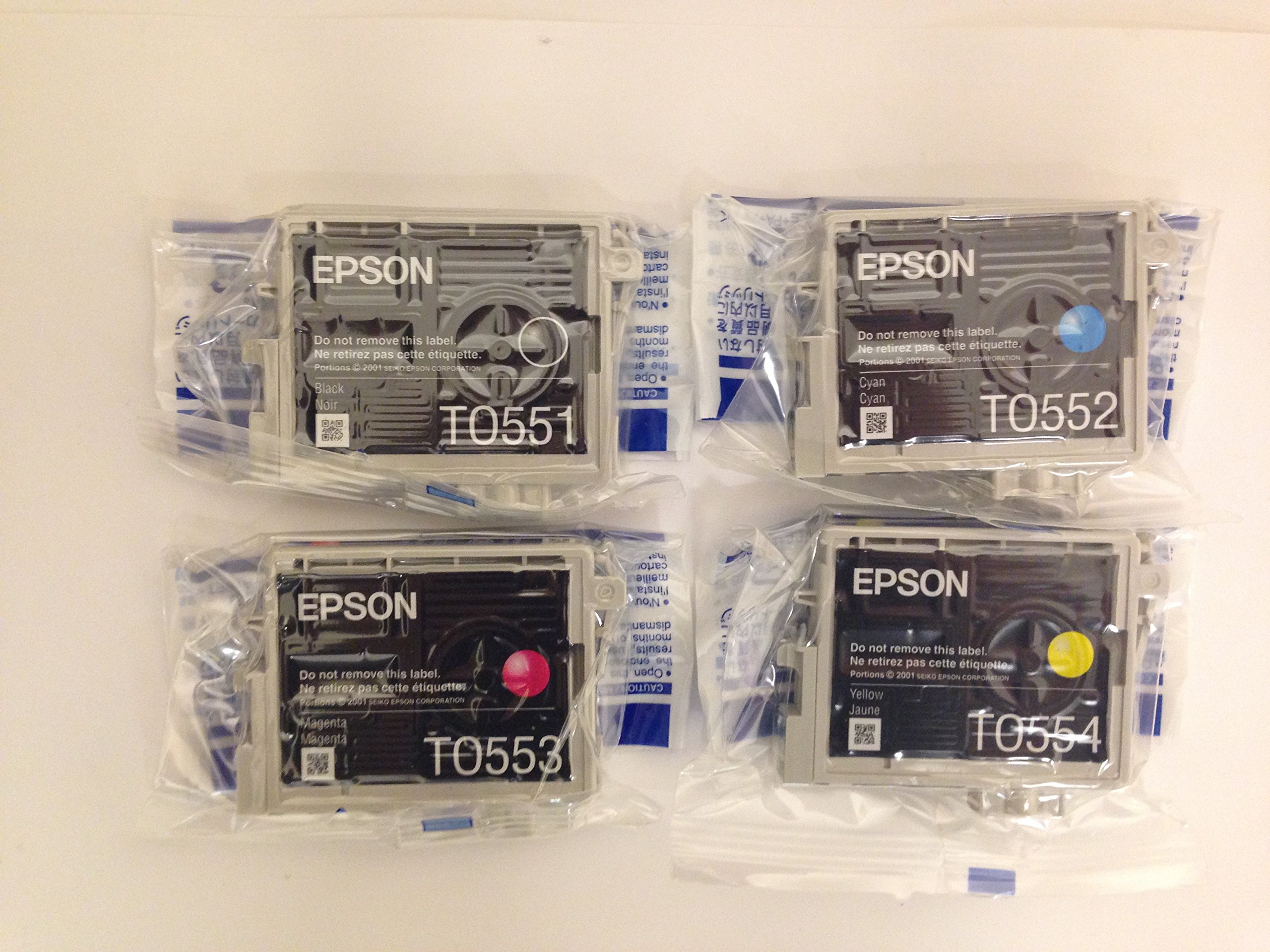 Epson 4 - COLOUR PACK inkjet - Cyan Magenta Yellow Black To551 To552 To553 To554 - ink cartridge for stylus photo printer - RX420 RX520 RX425 R240 R245 - loose pack