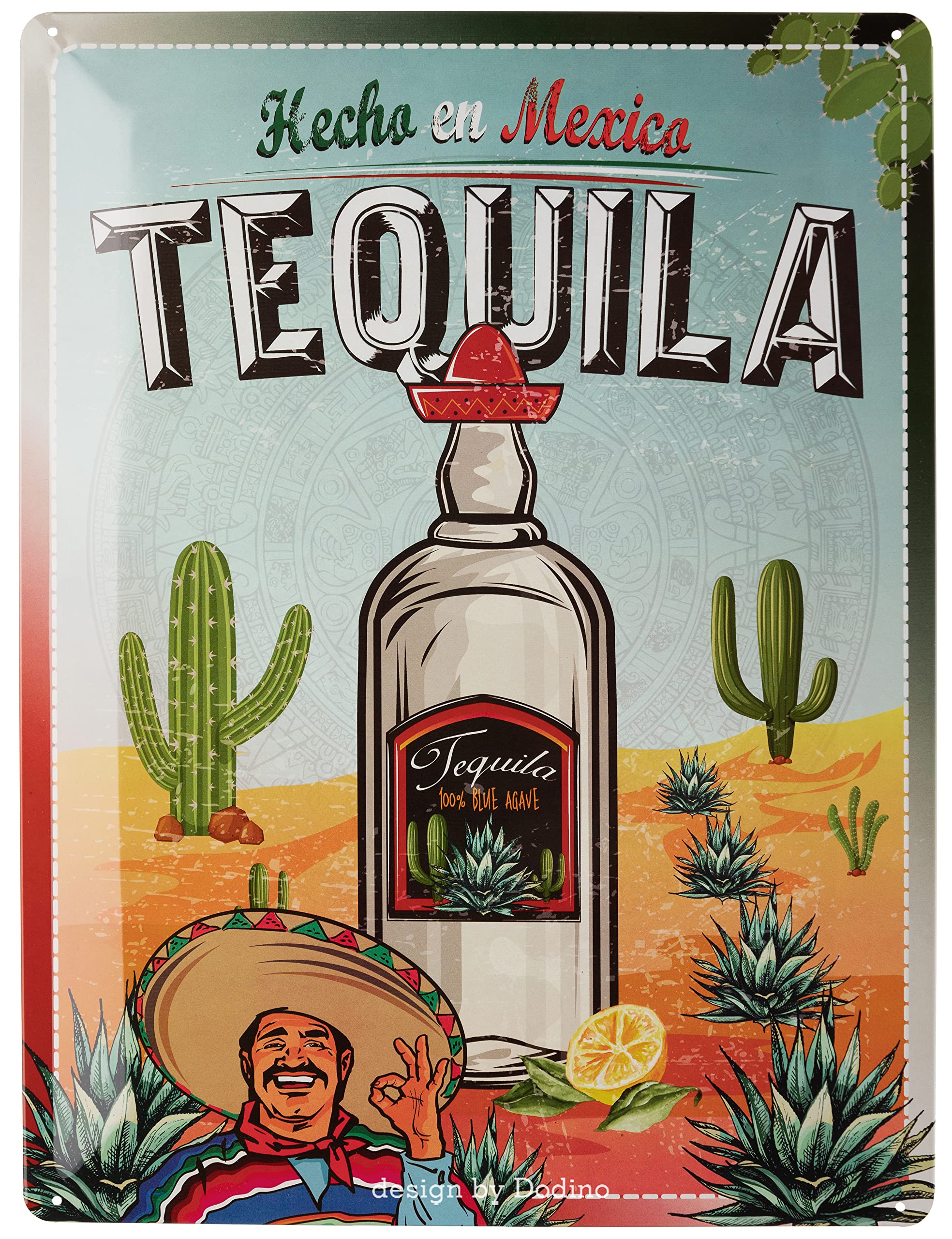 Dodino 30 x 40 cm Tin Signs Tequilla, Decorative Home Accessory, Retro Beer Sign, Decorative Metal Sign for All Bar Counter or Pub Owners