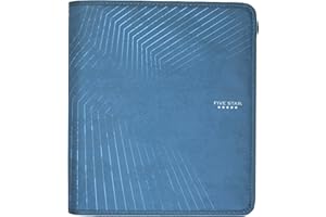 Five Star Zipper Binder with Pocket, 2-Inch Capacity, 3-Ring Binder, Mesh Zipper Pocket, 3-Pocket Expanding File, Blue Colour
