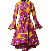 SHENBOLEN Women African Print Dresses Autumn and Winter Long Sleeves Ankara Dress